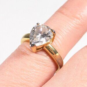 Costume jewellery ring, pear shaped "diamond" travel engagement ring stand-in